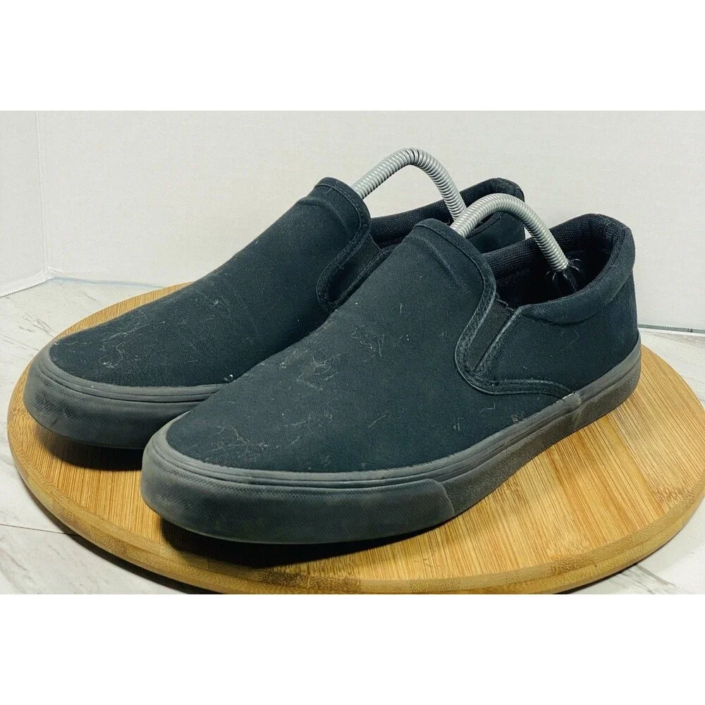 No Bounaries Unisex Black Slip On Canvas Casual Sneakers Shoes Size 10